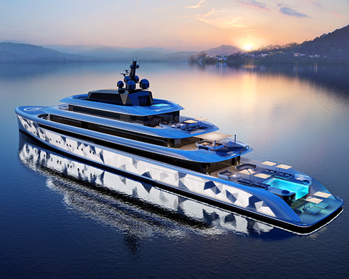 van geest design + oceanco moonstone yacht blends to surroundings with embedded lighting