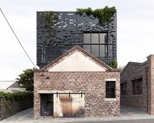 DKO inserts floating perforated box to house residences in melbourne