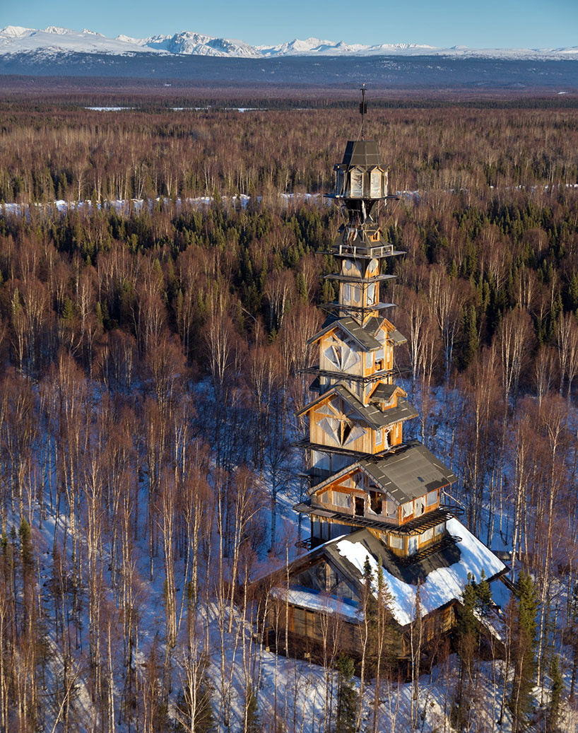 Alaskan Attorney Builds 185 Foot Stacked Log Cabin Tower In The