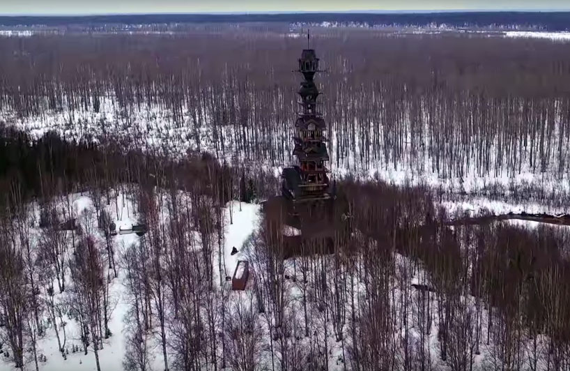 Alaskan Attorney Builds 185 Foot Stacked Log Cabin Tower In The