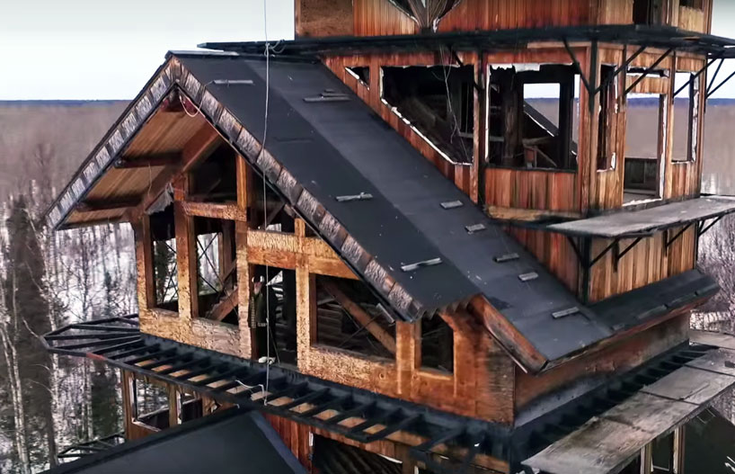 Alaskan Attorney Builds 185 Foot Stacked Log Cabin Tower In The