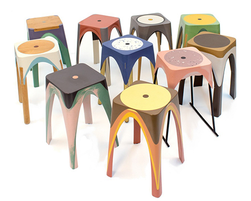 maor aharon runs centrifugal force on polymer resins to creat unique stools