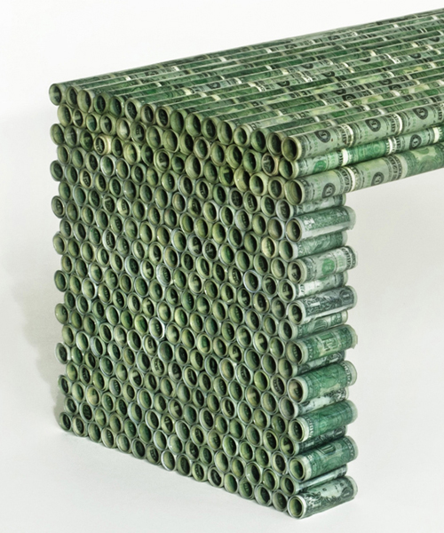 rolf bruggink's recycled currency furniture project questions the value of money