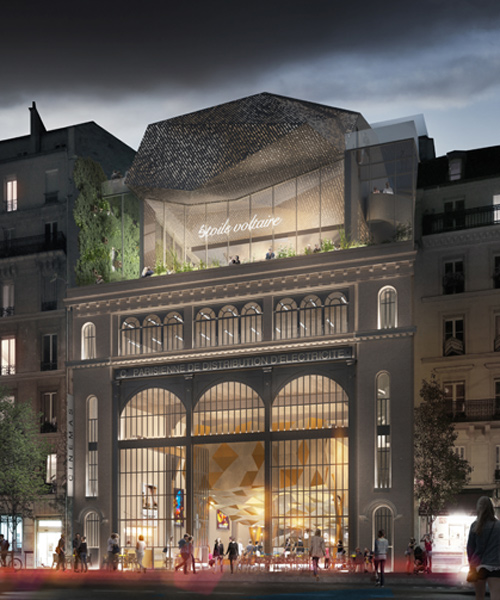 olivier palatre's cinema for réinventer paris topped with rooftop terrace