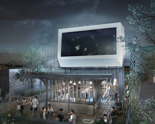olivier palatre's cinema for réinventer paris topped with rooftop terrace