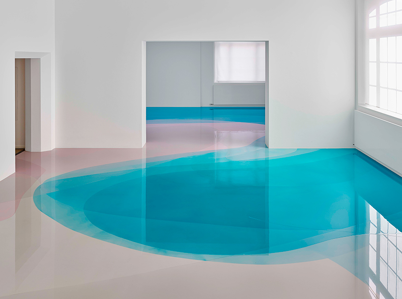 peter zimmermann floods freiburg museum with glossy pools of resin
