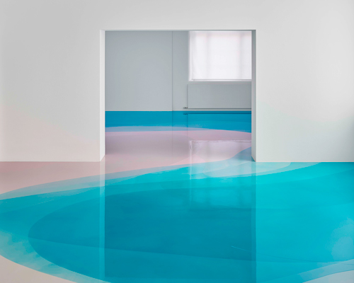 peter zimmermann floods freiburg museum with glossy pools of resin