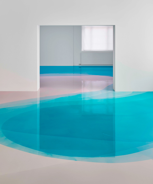 peter zimmermann floods freiburg museum with glossy pools of resin