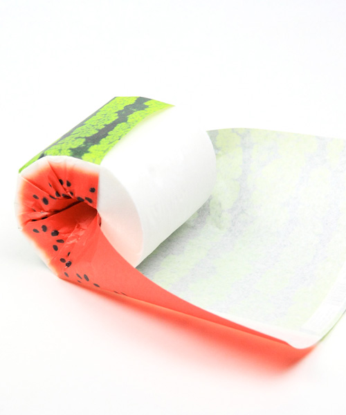 kazuaki kawahara wraps toilet paper roll with juicy fruit packaging