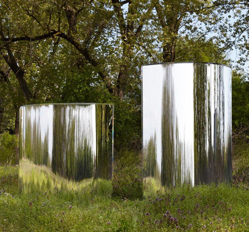 tokujin yoshioka's prism partition for glas italia transforms different settings into mirage reflections