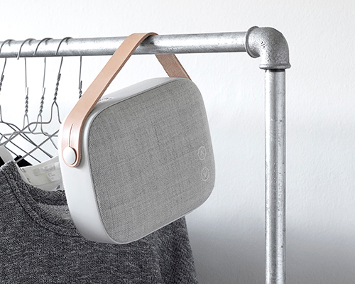 vifa's helsinki wireless loudspeaker includes swedish leather strap and solid aluminum frame