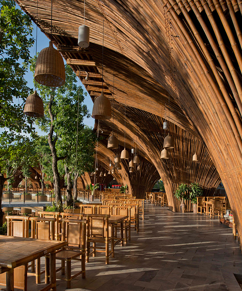 vo trong nghia completes lakeside bamboo restaurant on the outskirts of hanoi