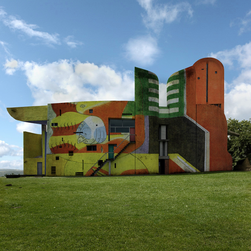 xavier delory envisions le corbusier's ronchamp chapel covered in graffiti