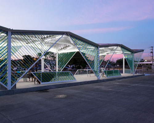 CAZA creates cebu city's new bus stations referencing basket weaving