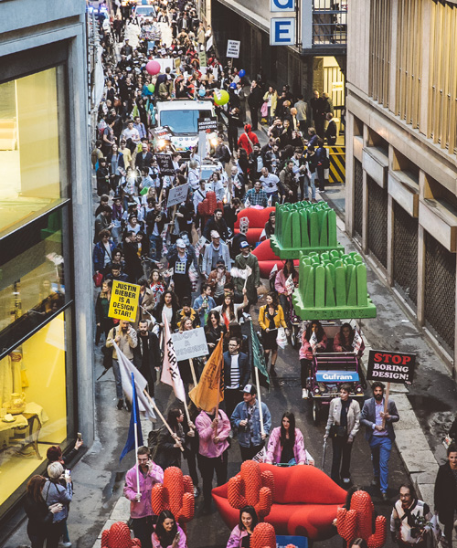 gufram and seletti celebrate design pride with a street parade during milan design week