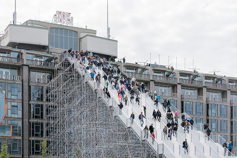 MVRDV realizes giant scaffold staircase in central rotterdam