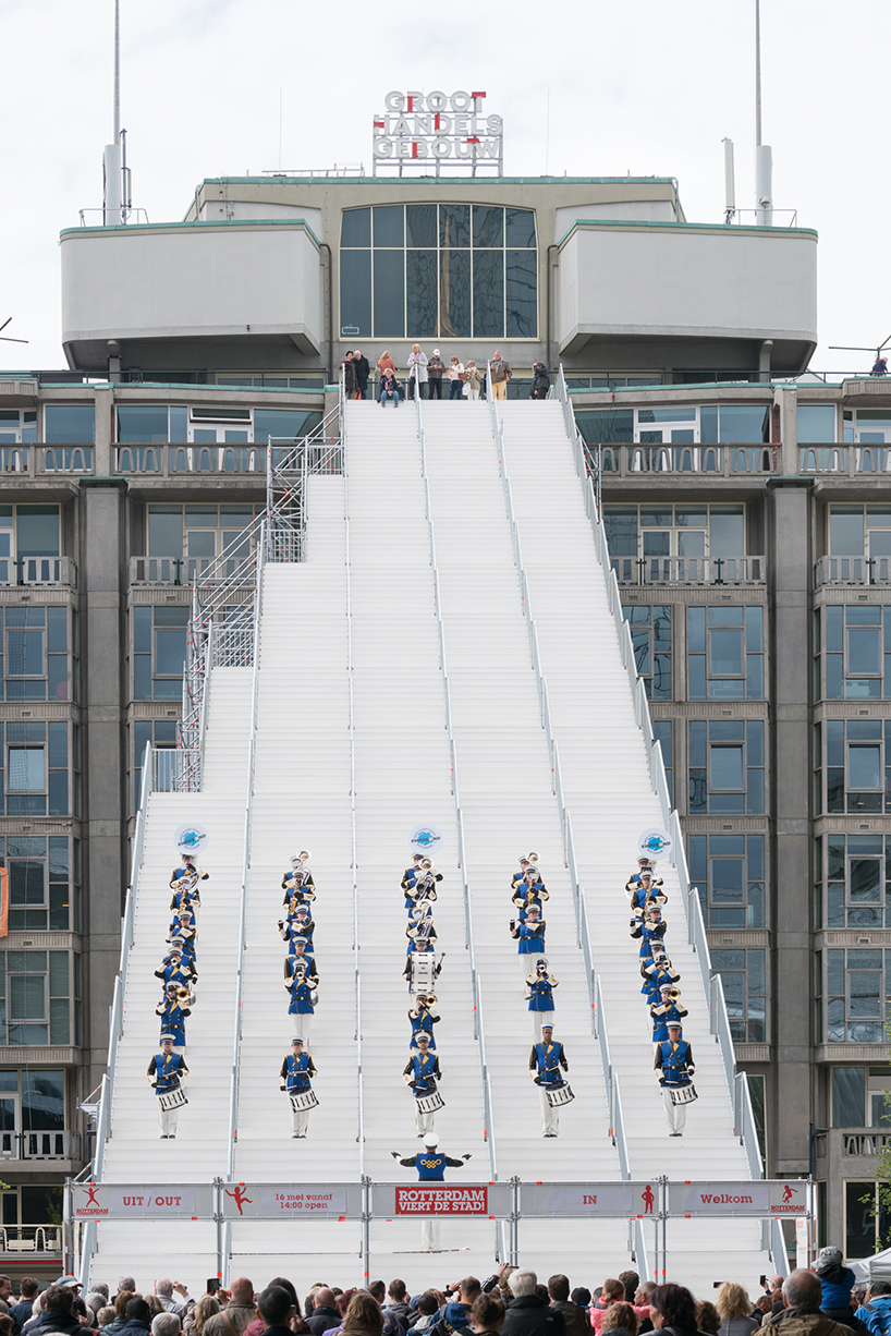 MVRDV realizes giant scaffold staircase in central rotterdam