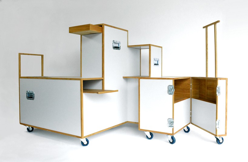 trolleys closet by studio knol for KLM references the iconic airline aisle cart