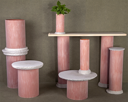 au workshop's columns collection is made of PVC tubes and concrete