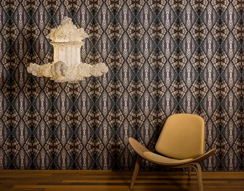 david nosanchuk models 3D printed pendant lamp after architectural ornament in NYC