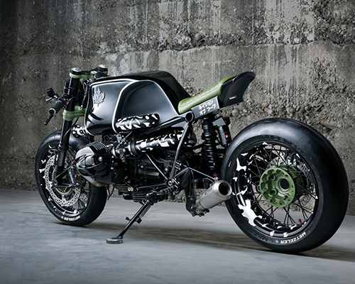 two munich firms create custom BMW motorcycle with camouflage detailing
