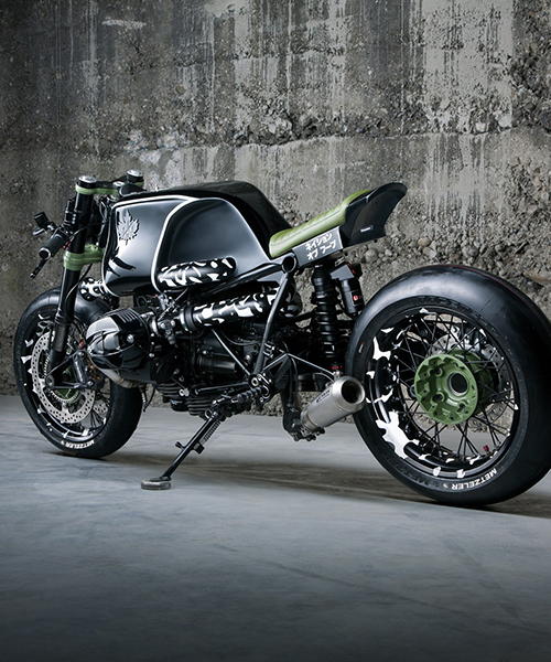 two munich firms create custom BMW motorcycle with camouflage detailing