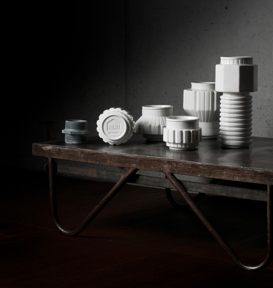 diesel living with seletti sets workshop tools on the table with