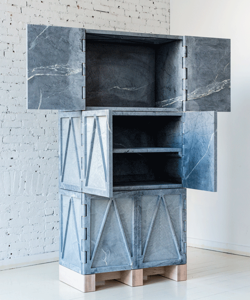 fort standard alters material perceptions with stone, leather and maple furniture