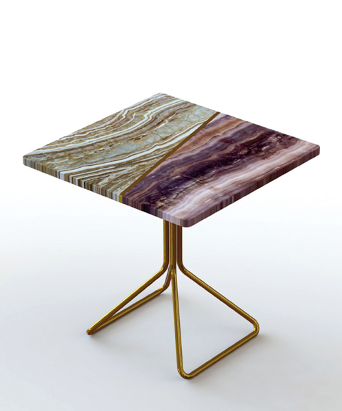 francesco meda's split marble table reveals the material's intricate layers