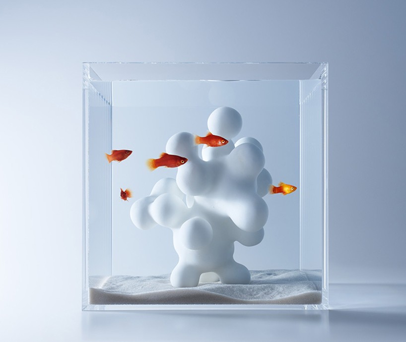 haruka misawa explores relationship of objects in aquariums with whimsical waterscapes