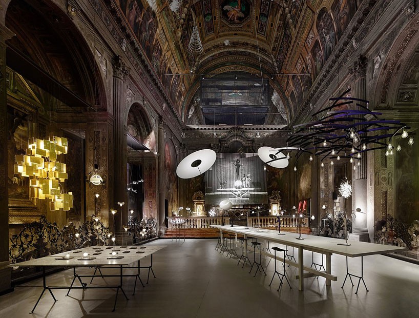 ingo maurer sets lighting exhibition within former church in milan