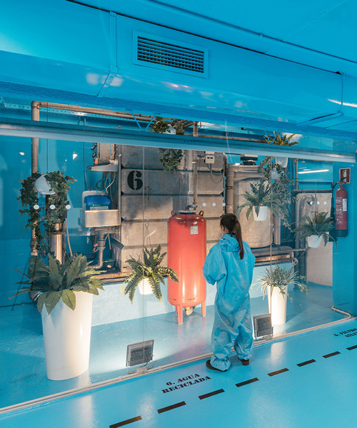 lina toro transforms madrid car wash with vibrant blue surfaces and glass display cases