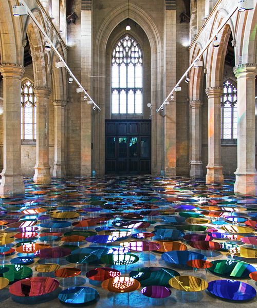 liz west turns historic UK church into a reflective landscape of color and light