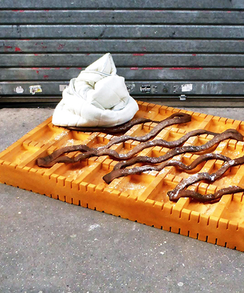 french artist turns discarded mattresses into oversized 'street food'