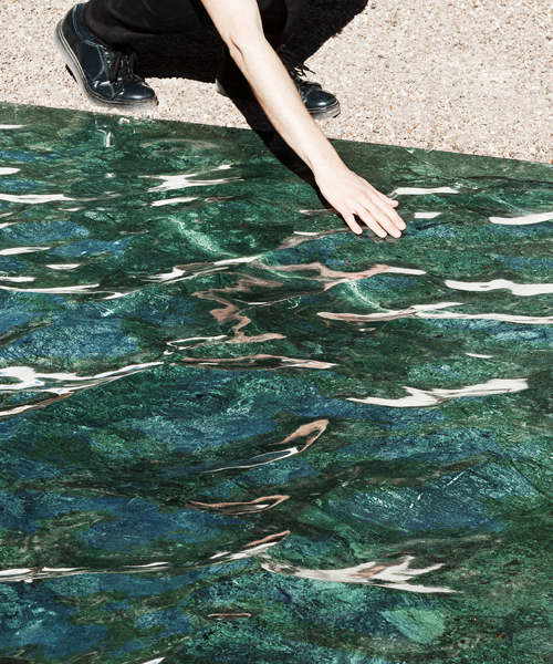 mathieu lehanneur's liquid marble surface spills from petite loire to V&A museum