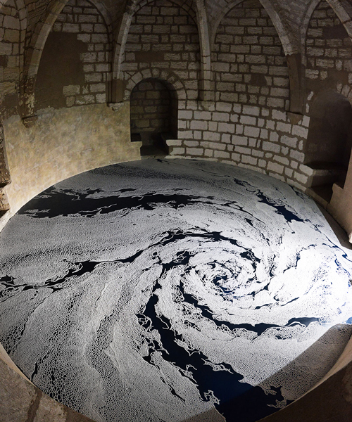 motoi yamamoto meticulously sculpts salt labyrinths inside a 13th century french castle