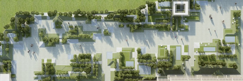 penda visualizes garden landscape referencing indian stairwells + water mazes