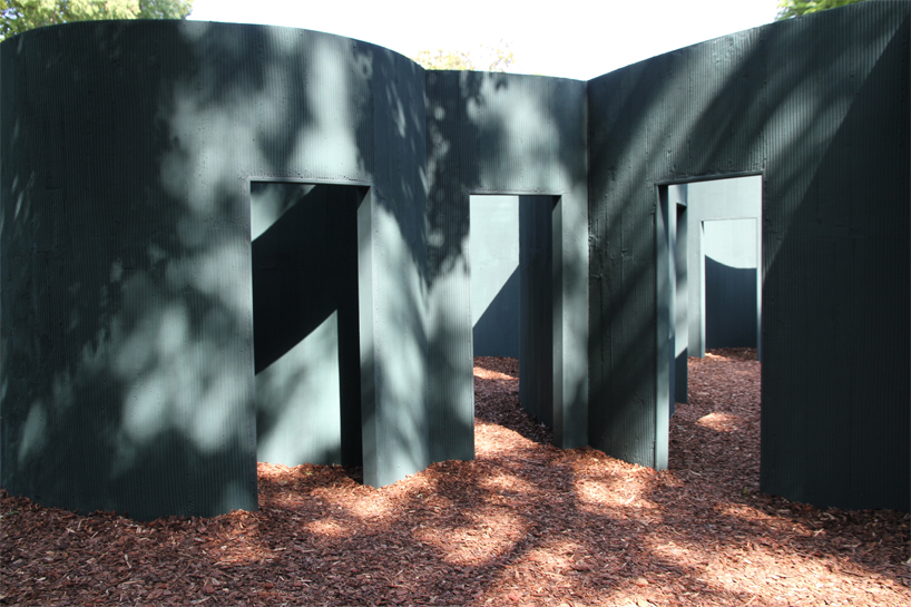 pezo von ellrichshausen installs pavilion of intersecting cylinders at the venice biennale