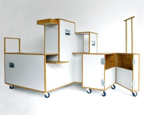 trolleys closet by studio knol for KLM references the iconic airline aisle cart