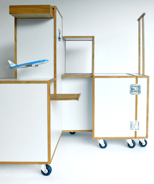 trolleys closet by studio knol for KLM references the iconic airline aisle cart