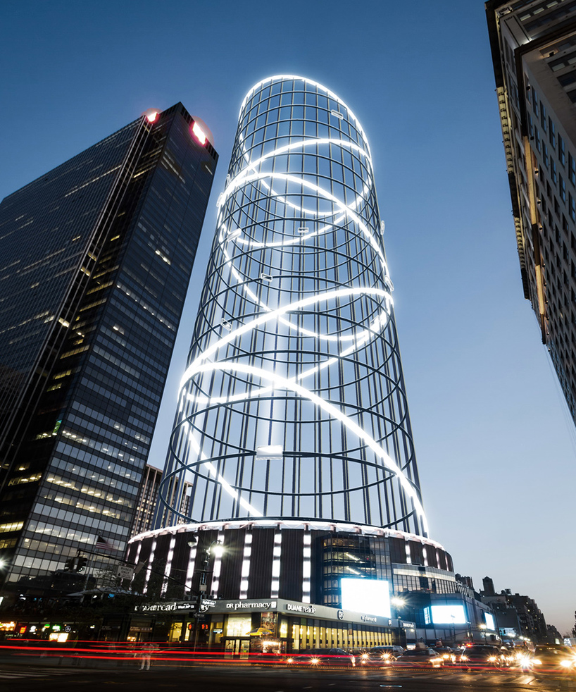 the halo: AE superlab plans a glowing superstructure that offers thrill rides + views of NYC