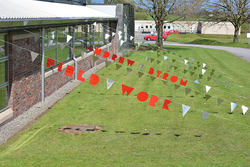 andrew byrom adds typographic installations to university campus in england