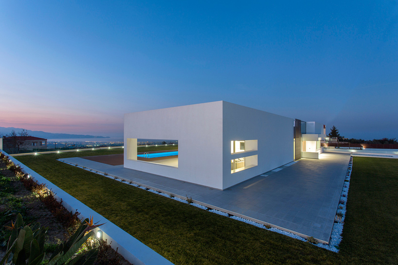 3+ architecture's L-shaped residence in crete is oriented to offer sea views