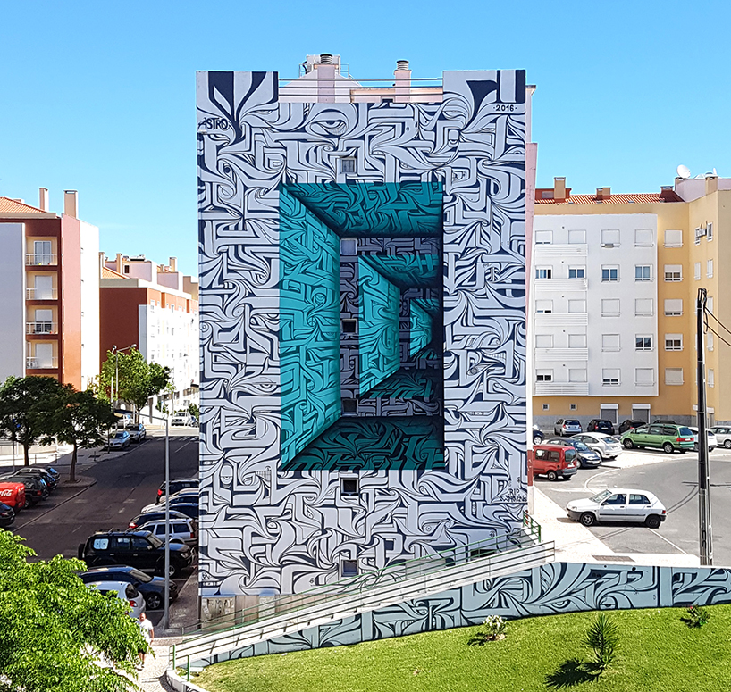 astro's brain-bending mural turns an apartment into an architectural wormhole