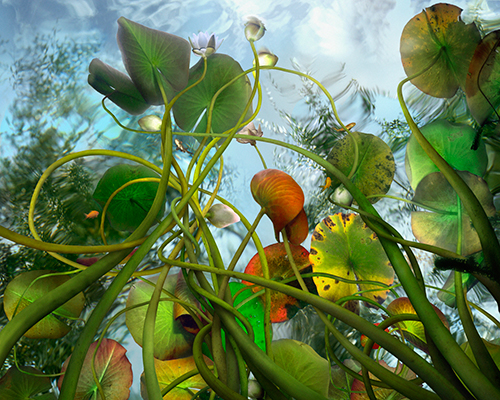 catherine nelson's labyrinth landscapes submerge viewers in a fictional flood of flora