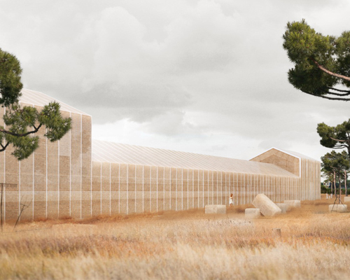 georges batzios proposes an entirely straw-made cultural center in greece