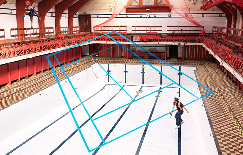 joseph ford sets a mind-bending match of tennis in an abandoned swimming pool