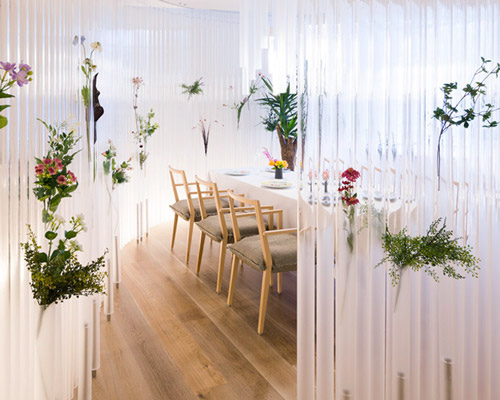 kengo kuma wraps nacrée restaurant with walls of transparent tubes