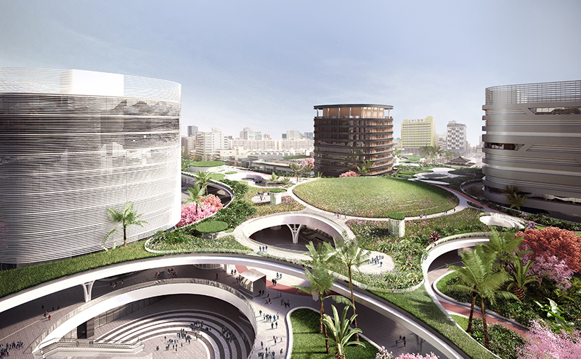 mecanoo plans to unite new kaohsiung station with landscaped roof canopy