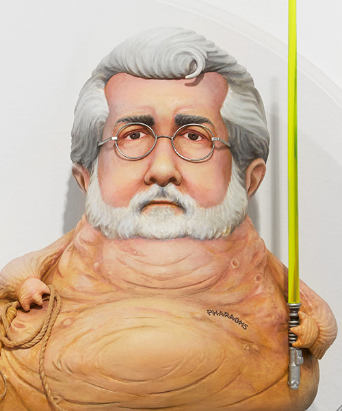 mike leavitt's satirical sculptures blend famous film directors with their characters